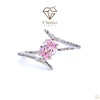 Silver ring with a pink gemstone on a white background, featuring the Cheriva Jewels logo.