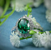 Green Gemstone Halo Engagement Ring - Cheriva Jewels