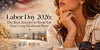 Labor Day 2026 jewelry scene featuring diamond engagement ring, stud earrings, necklace, and bracelet in luxury style.