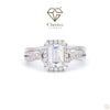 Emerald Cut Lab Diamond Halo Promise Ring