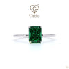 Green Emerald Cut Gemstone Solitaire Engagement Ring - Cheriva Jewels
