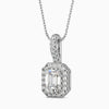 Diamond pendant necklace on a white background