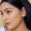Round Cut Lab Daimond Stud Earrings Halo Setting - Cheriva Jewels