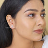 Baguette and Round Diamond Halo Stud Earrings - Cheriva Jewels
