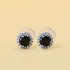 Round Cut Black Diamond Halo Stud Earring - Cheriva Jewels