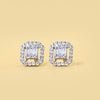 Baguette and Round Diamond Halo Stud Earrings - Cheriva Jewels