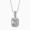Diamond pendant necklace on a white background
