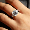 Emerald Cut Diamond Ring, Three Stone Lab Diamond Engagement Ring
