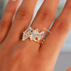 Three Stone Diamond Ring Set with Dutch Marquise