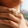 emerald cut diamond ring and round cut.
