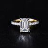 Emerald Cut Lab Diamond Solitaire Accent Engagement Ring